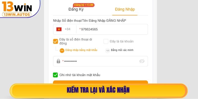 Kiểm tra lại và xác nhận